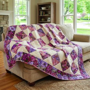 Viola On Point Quilt: Free Elegant Floral Quilt Pattern 3 Viola On Point Quilt