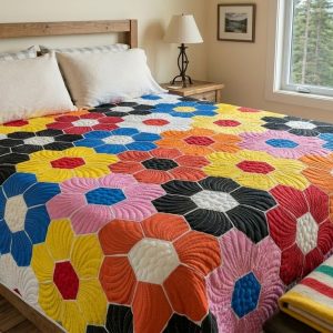 Hexagon Quilting Floral Pattern - Free PDF 6 Quilt Hexagons Floral
