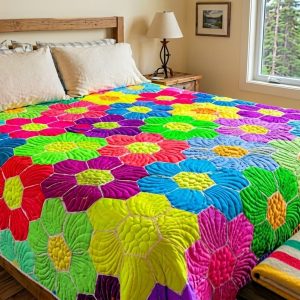Hexagon Quilting Floral Pattern - Free PDF 3 Quilt Hexagons Floral