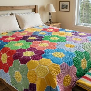 Hexagon Quilting Floral Pattern - Free PDF 1 Quilt Hexagons Floral