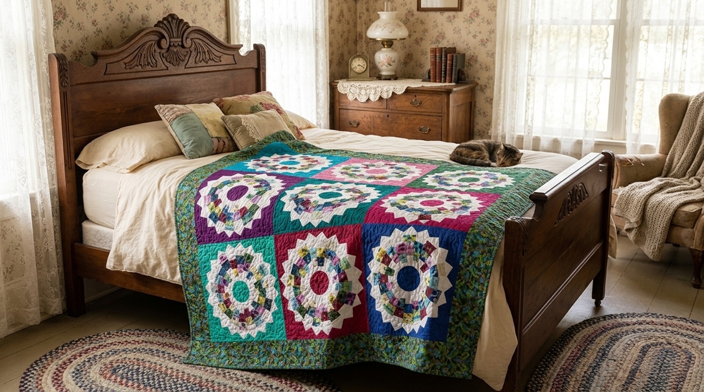 Dresden Blooms Quilt: A Modern Floral Pattern Tutorial 1 Finished Dresden Blooms Quilt in vibrant floral colors