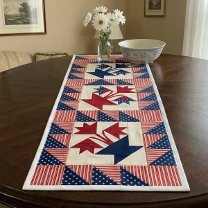 Baskets Table Runner: Free Pattern for Patriotic Decor 2 Baskets Table Runner