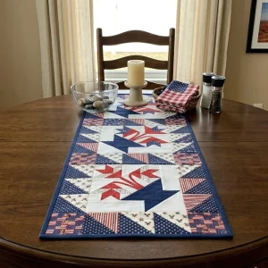 Baskets Table Runner: Free Pattern for Patriotic Decor 3 Baskets Table Runner
