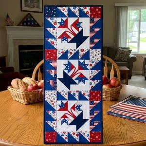 Baskets Table Runner: Free Pattern for Patriotic Decor 4 Baskets Table Runner