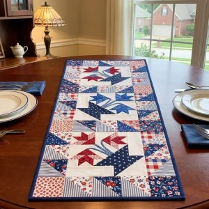 Baskets Table Runner: Free Pattern for Patriotic Decor 5 Baskets Table Runner