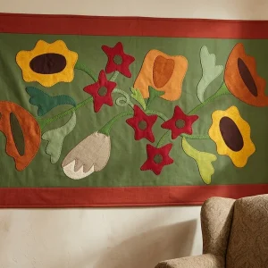 Fall Bouquet quilt 5 Fall Bouquet Quilt: Create a stunning 30-1/2 inch wall hanging with Janet Nesbitt's primitive appliqué pattern. Perfect for autumn home decor.