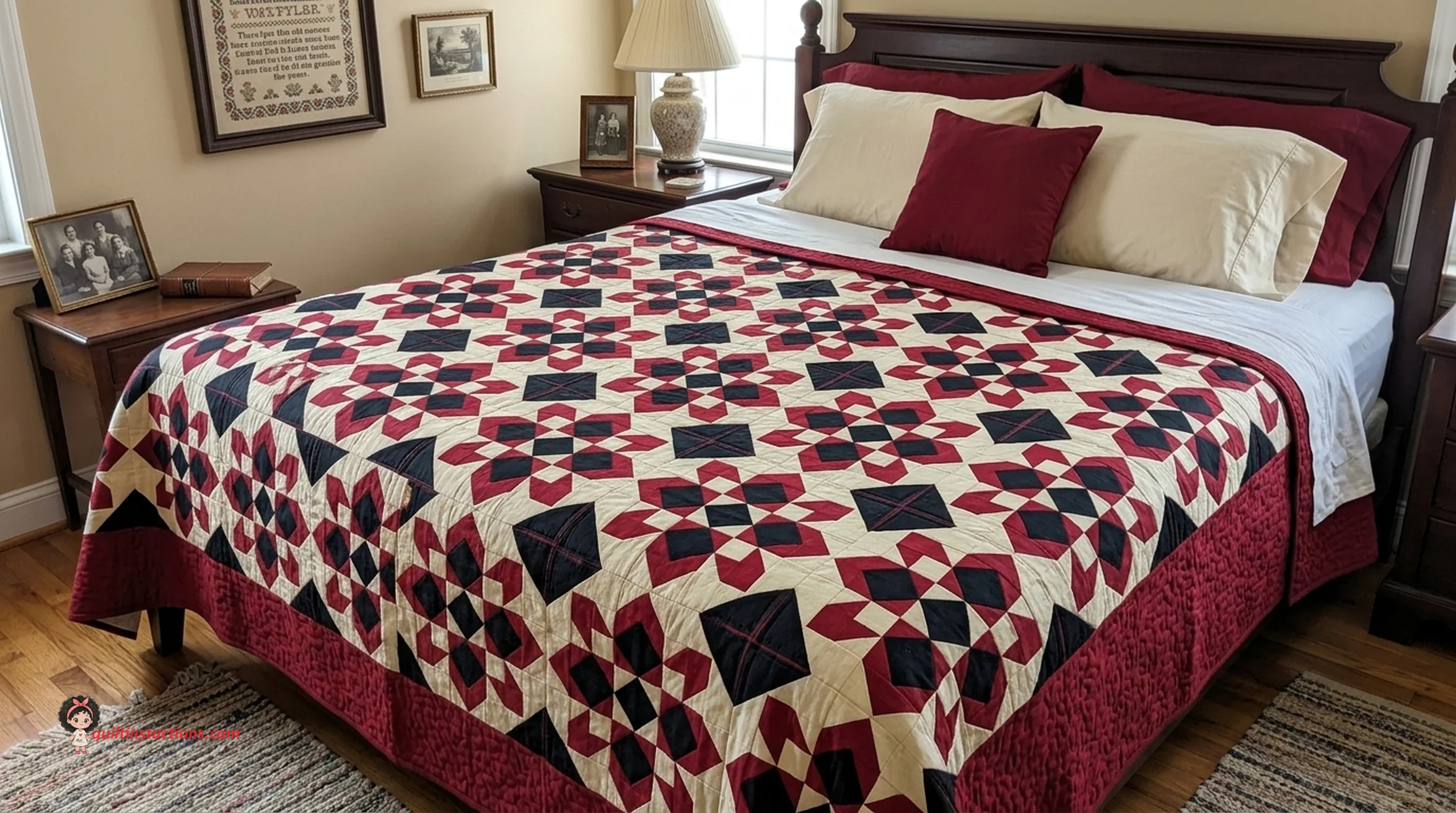 Starglow Quilt block layout in traditional colors Starglow Quilt block layout in traditional colors