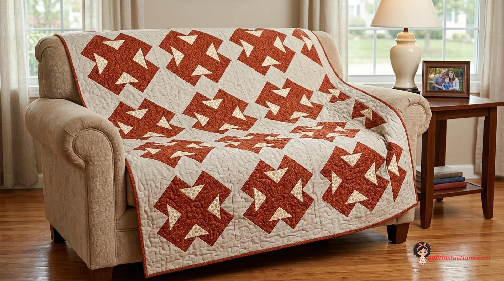 Vibrant geometric quilt back block with high contrast Vibrant geometric quilt back block with high contrast
