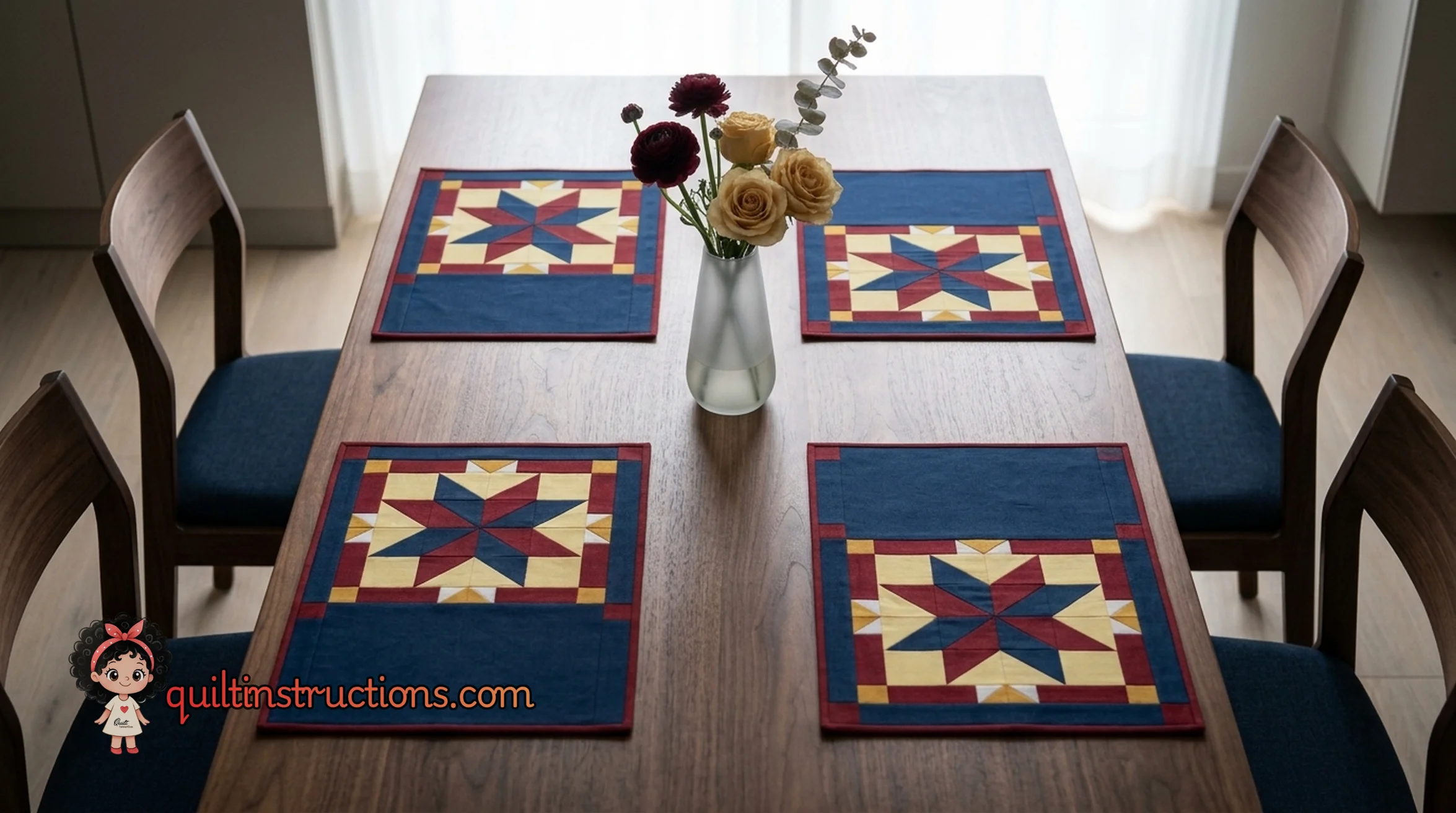 Free Patriotic Quilted Placemat Pattern: Americana Style 1 Free Patriotic Quilted Placemat Pattern: Americana Style