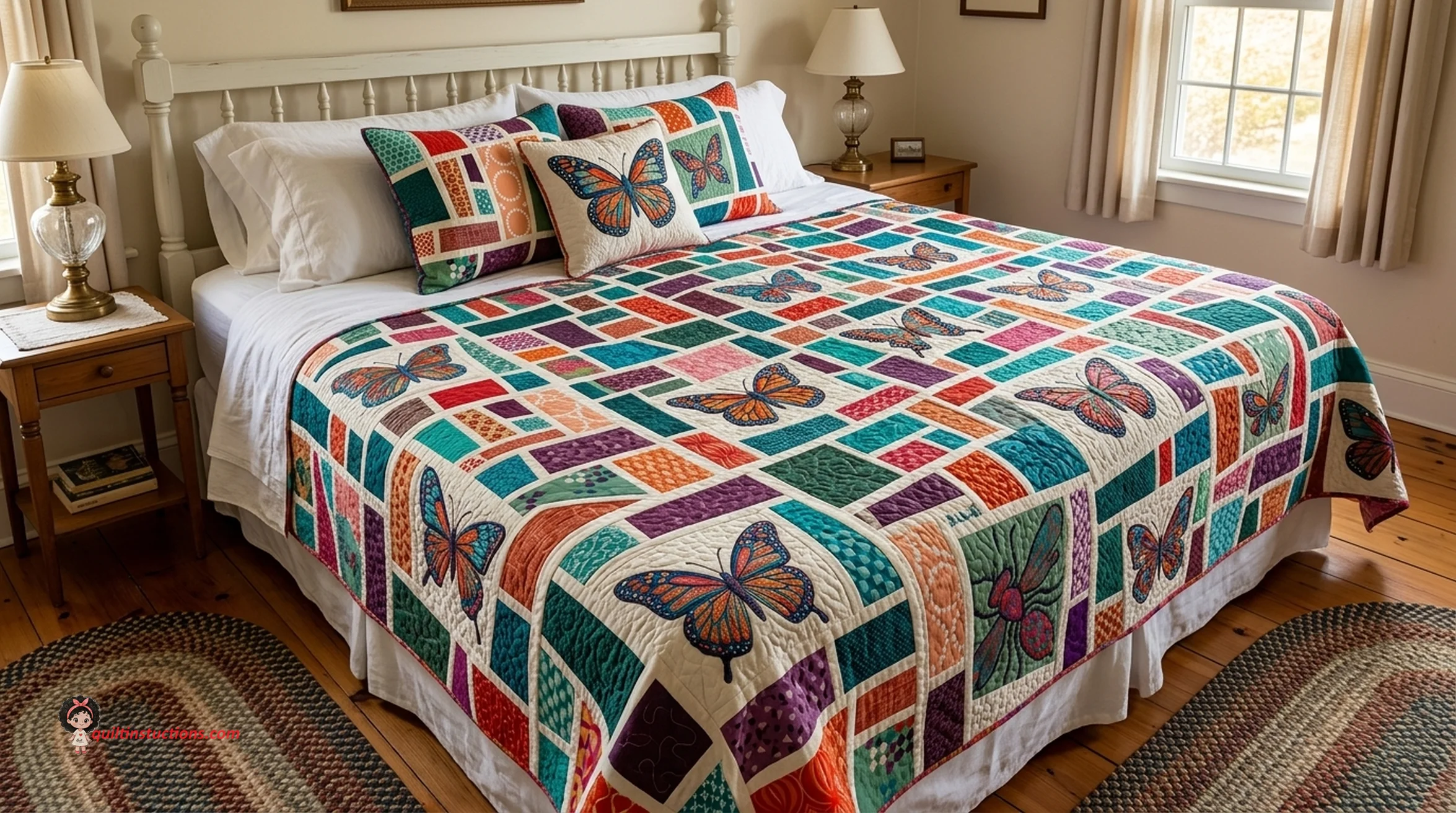 Mosaic Quilt Block by Elizabeth Hartman 1 Vibrant colorful mosaic quilt block design by Bruno Designs