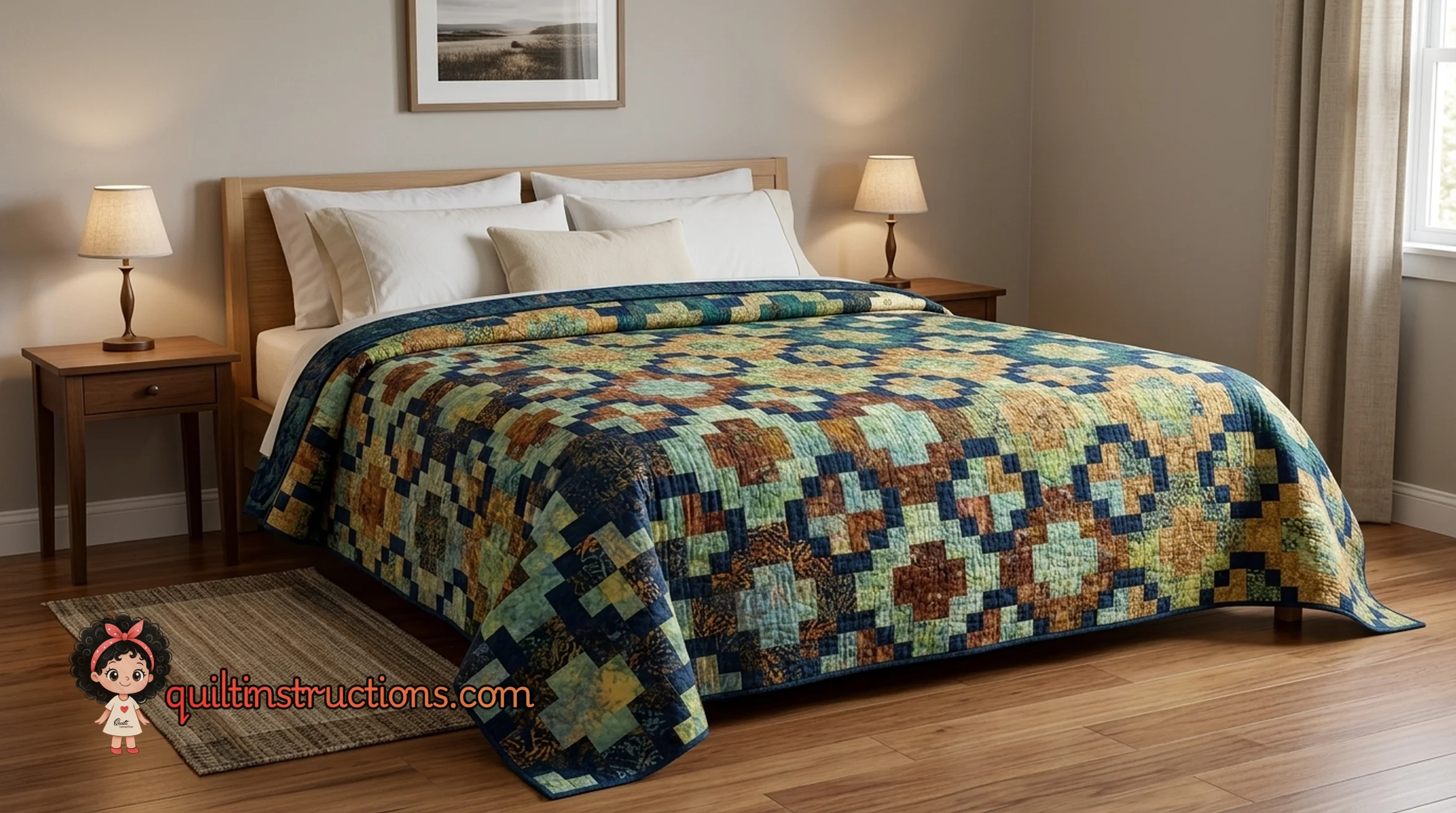 The full layout of the Tile Style quilt on a white background The full layout of the Tile Style quilt on a white background
