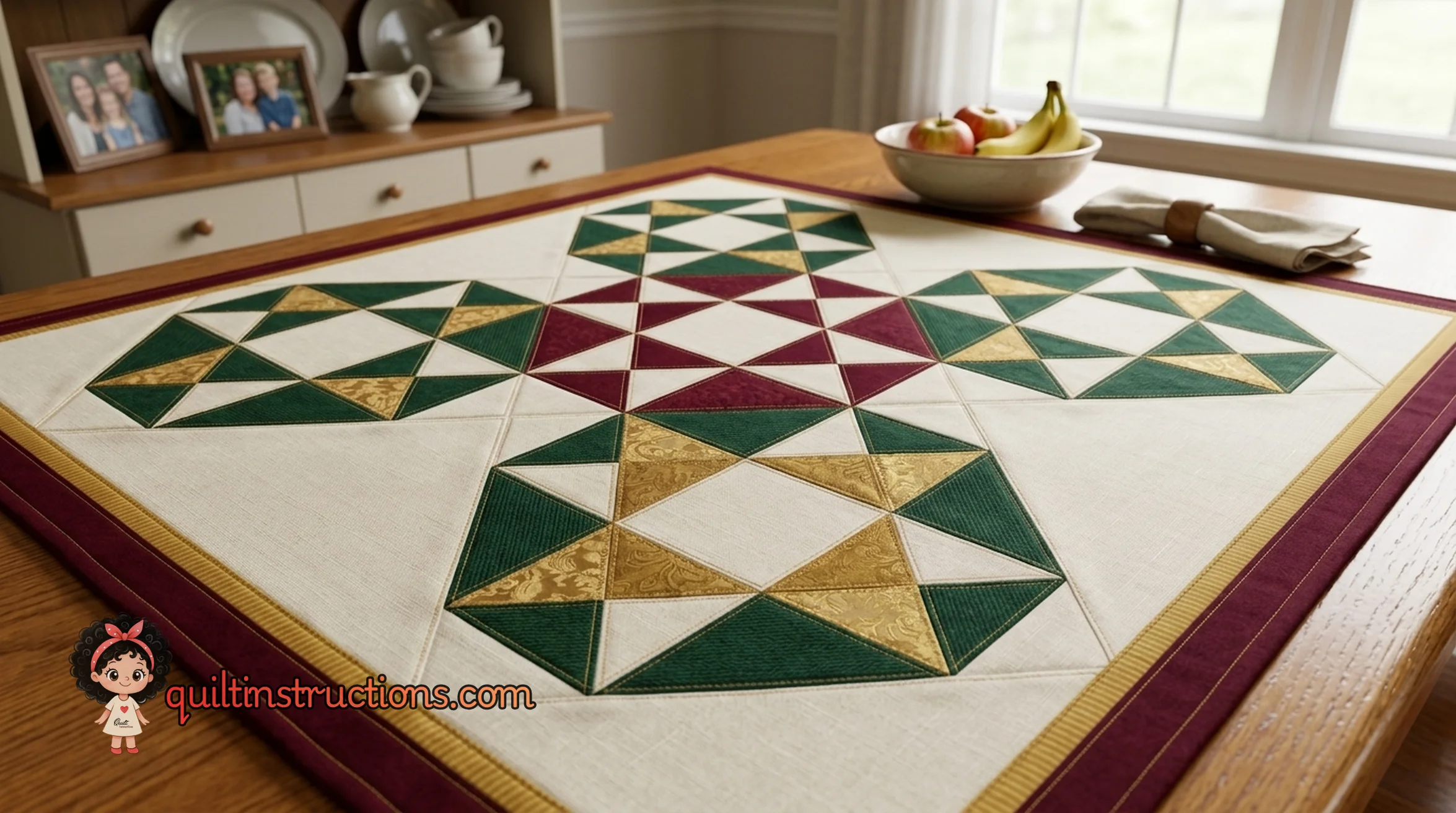 Diagram showing the placement of setting triangles and corner triangles on a quilt layout Diagram showing the placement of setting triangles and corner triangles on a quilt layout