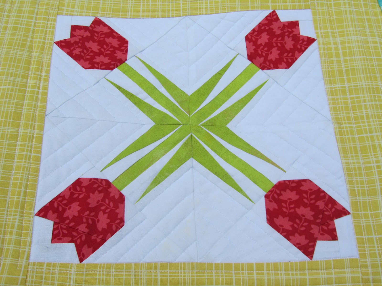 Twinkling Tulip Quilt Block🌷✨: A Symphony in Fabric! 1 Twinkling Tulip Quilt Block🌷✨: A Symphony in Fabric!