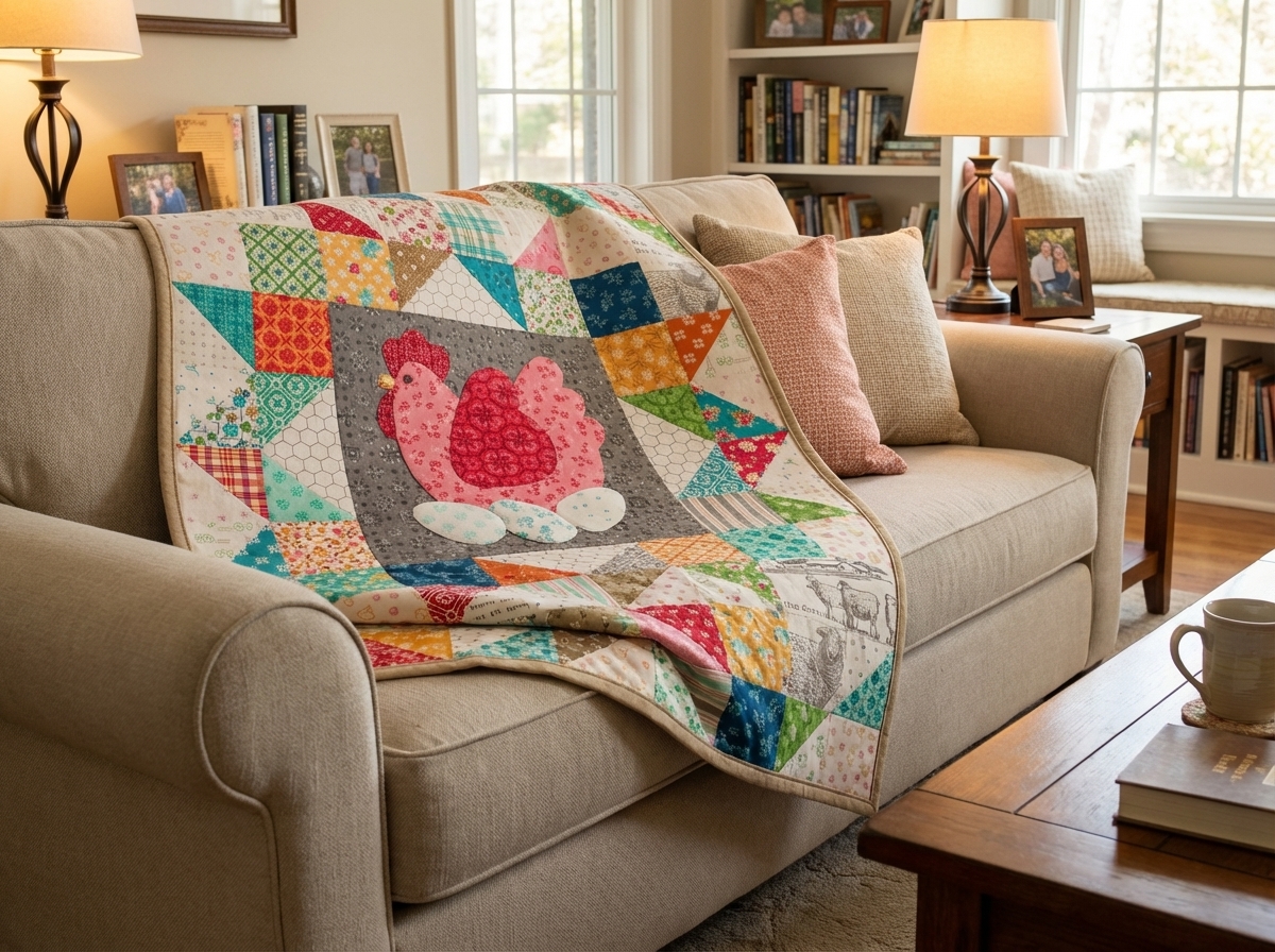 Happy Hen Block: Free Riley Blake Designs Quilting Pattern 2 Happy Hen Block