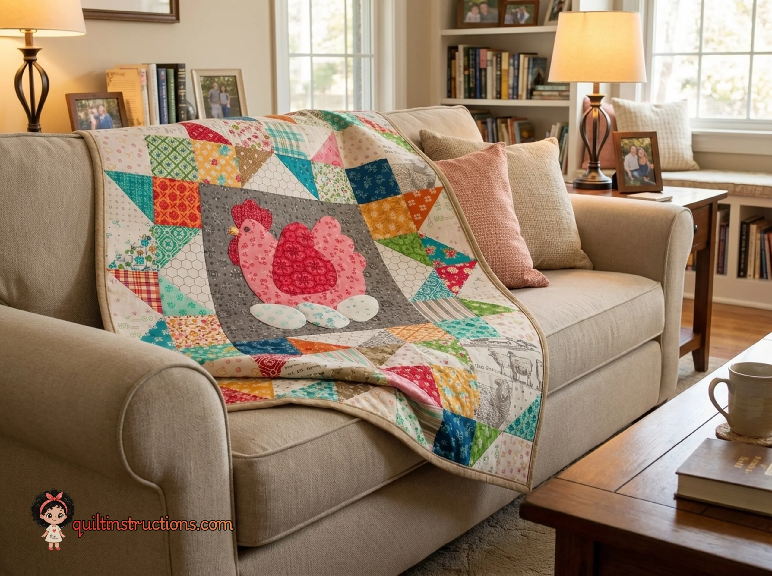 Happy Hen Block: Free Riley Blake Designs Quilting Pattern 1 Happy Hen Block