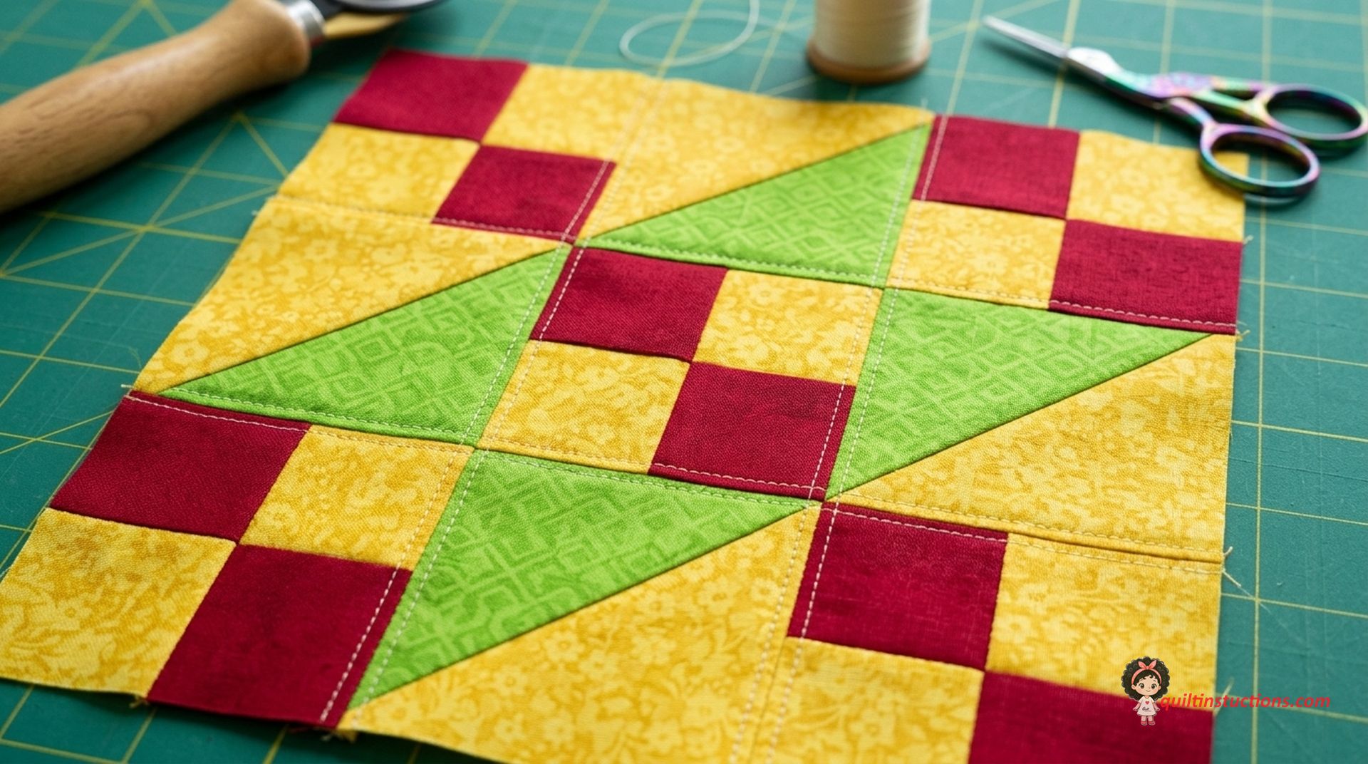 California Quilt Block Pattern: Tips for Modern Quilters 3 Detail of the stitching and seam alignment in the quilt block