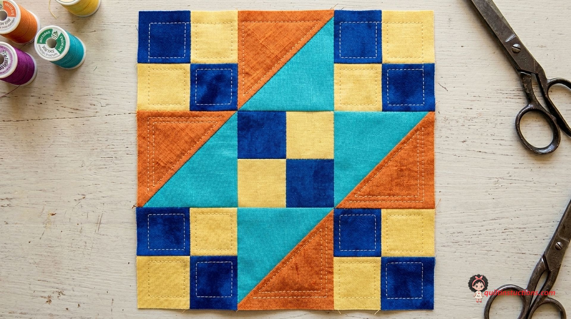 California Quilt Block Pattern: Tips for Modern Quilters 2 A variation of the California Quilt Block using scrap fabrics