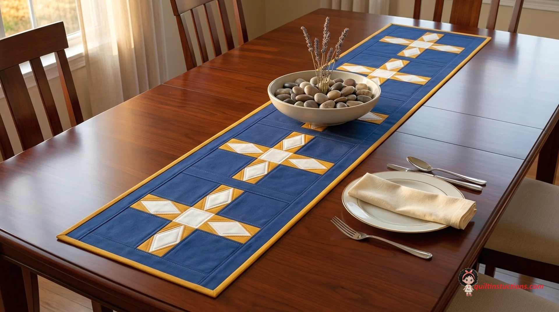 Darting Minnows block used as a table runner Darting Minnows block used as a table runner