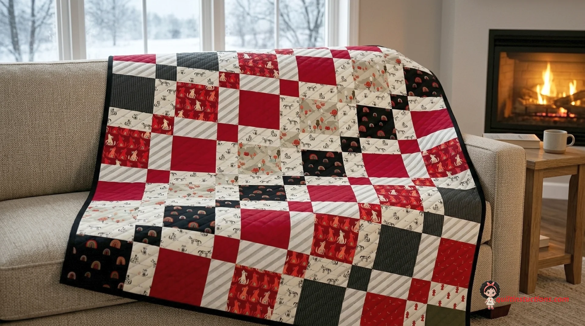 Traditional Doggo Quilt with warm fabric tones Doggo Quilt Pattern: Free PDF Guide for Pet Lovers