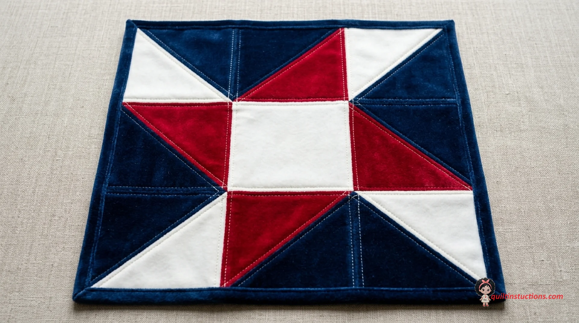 Eccentric Star Quilt Block: Free PDF & Table Runner Tips 1 Eccentric Star Quilt Block in a table runner layout
