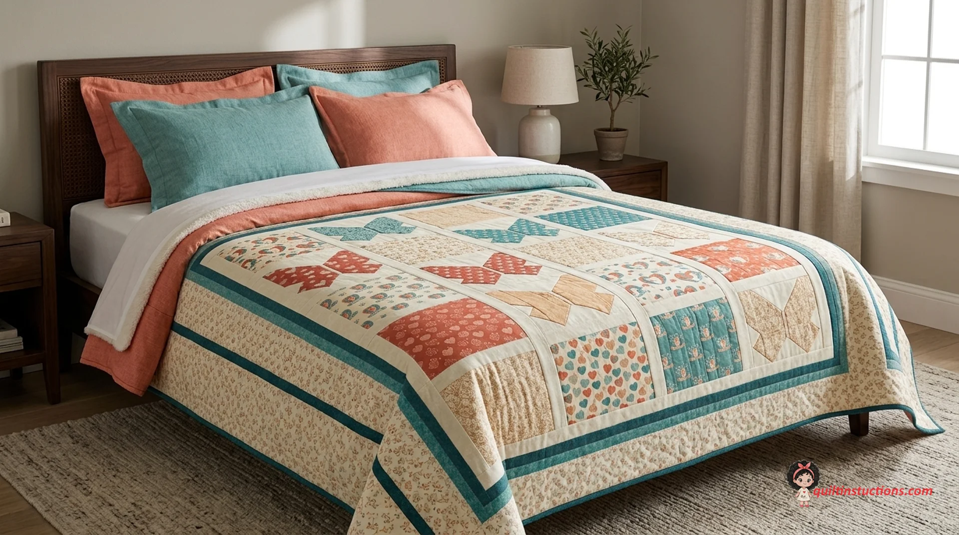 Hearts Aflutter Quilt displayed on a neutral background