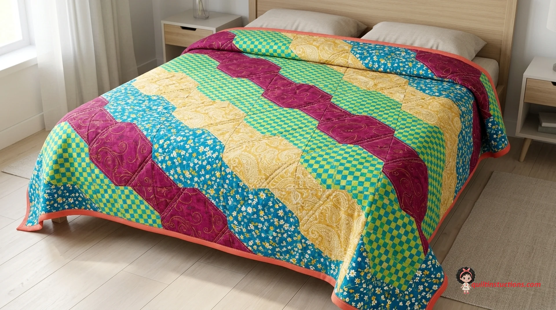 Roots Quilt with vibrant contrast colors Roots Quilt with vibrant contrast colors
