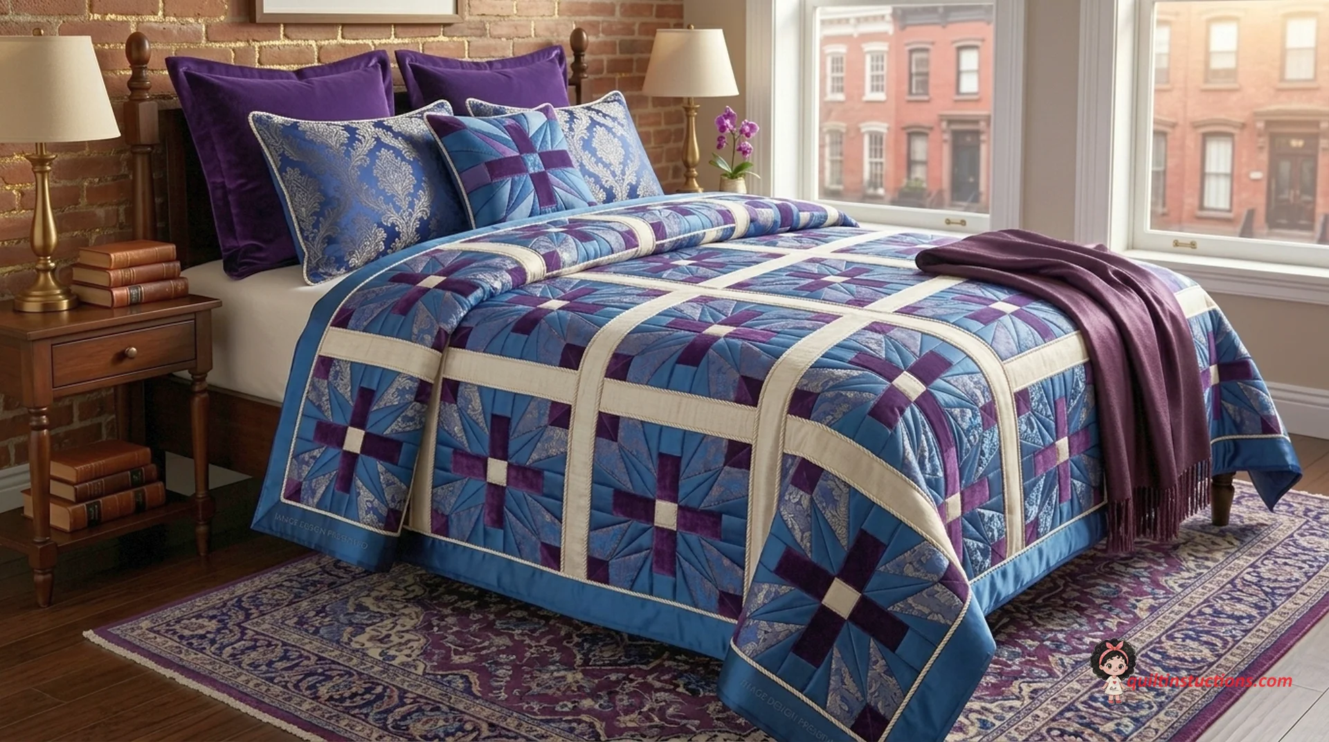 A finished quilt featuring the Schoenrock Cross pattern A finished quilt featuring the Schoenrock Cross pattern