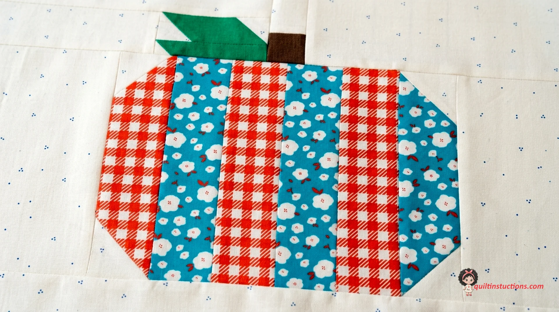 Multiple pumpkin quilt blocks arranged together Multiple pumpkin quilt blocks arranged together