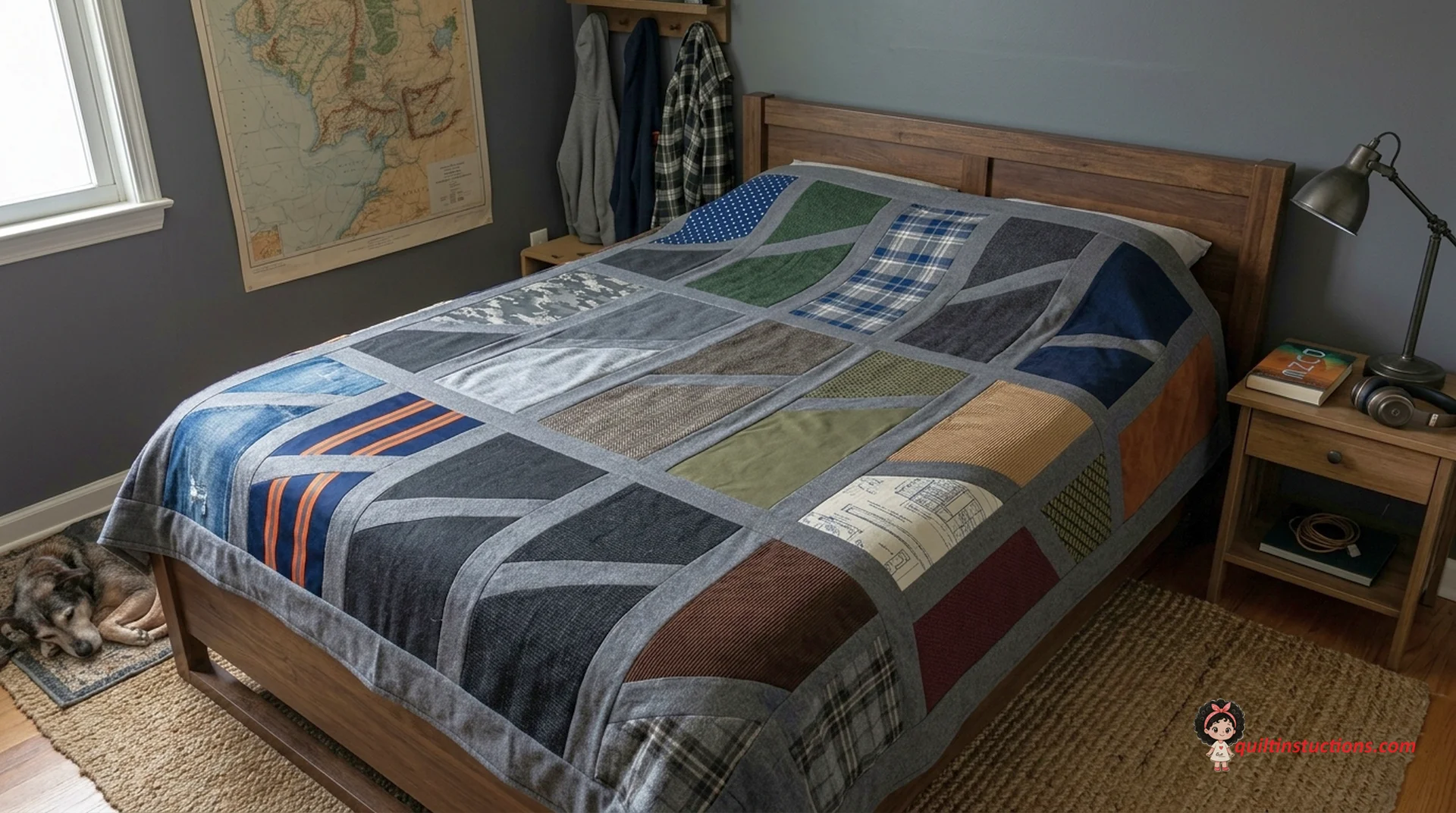 Sixty Slice Quilt Pattern: Create a Modern Masterpiece 3 Completed Sixty Slice Quilt draped on a chair
