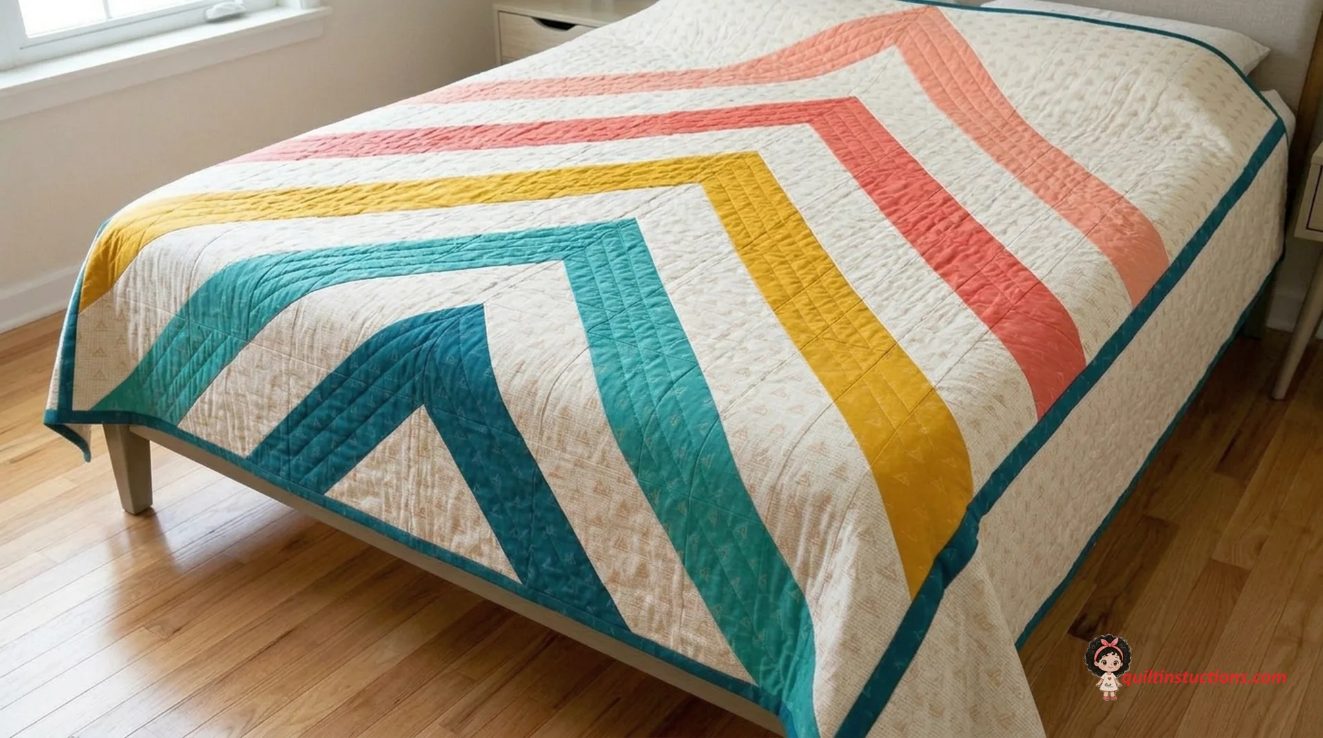 Full view of the Spectrum Quilt showing the color gradient Full view of the Spectrum Quilt showing the color gradient