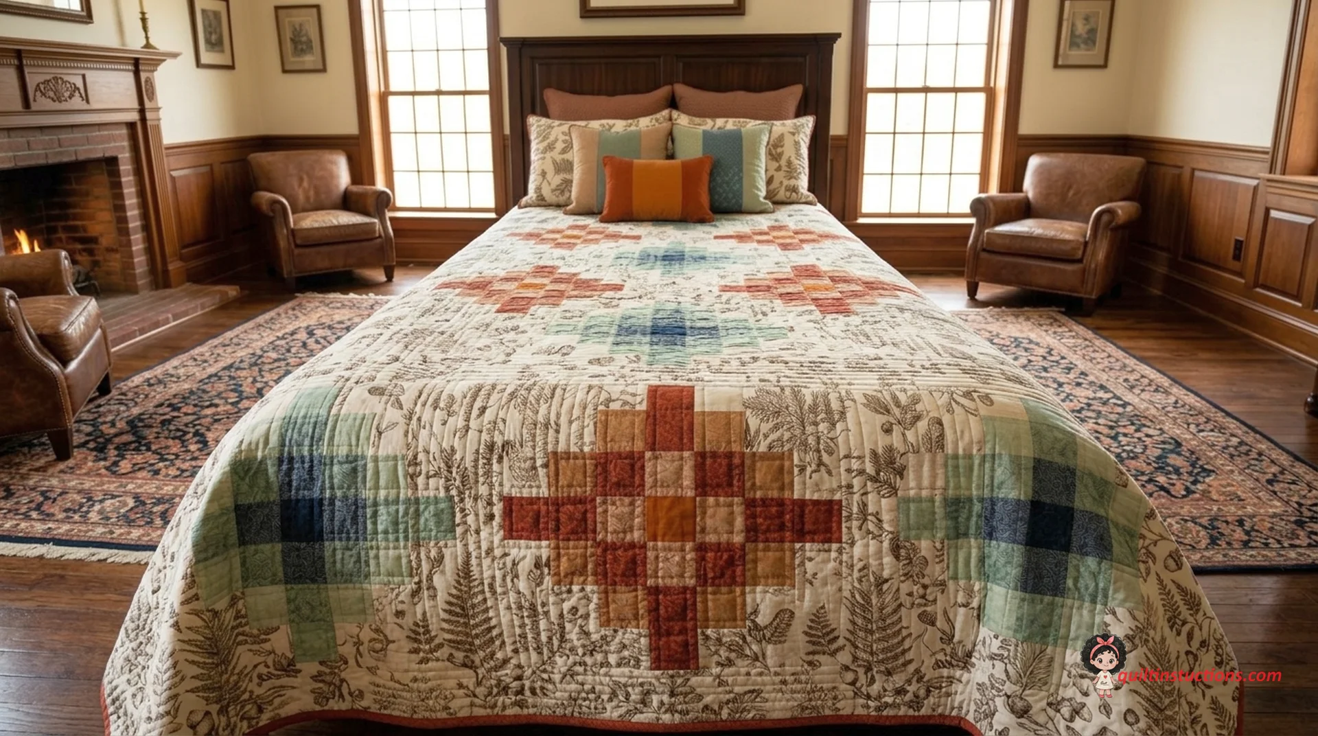 Azulejos Quilt draped over a modern sofa Azulejos Quilt draped over a modern sofa