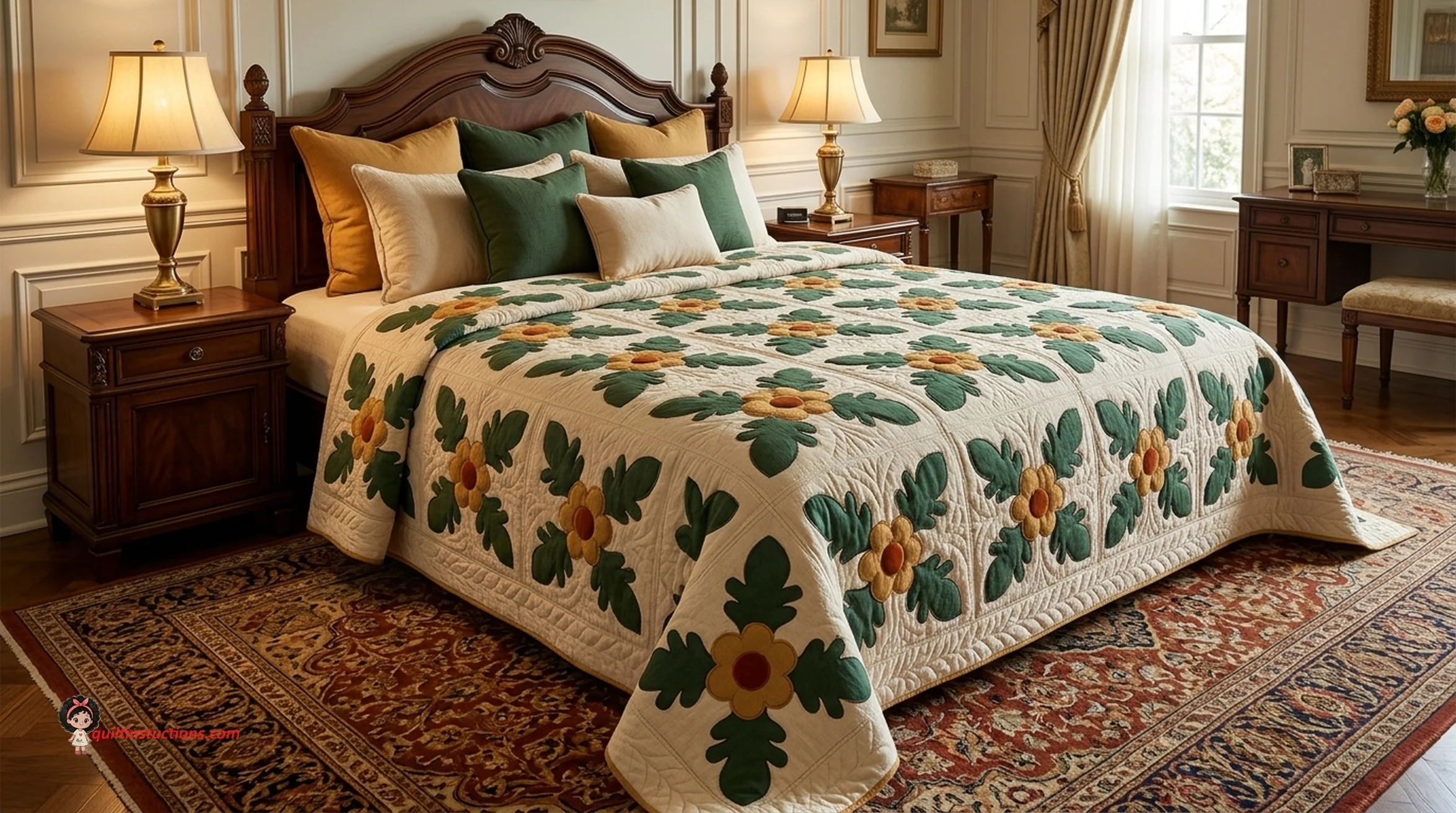 Charter Oak Quilt Block in traditional colors Charter Oak Quilt Block in traditional colors