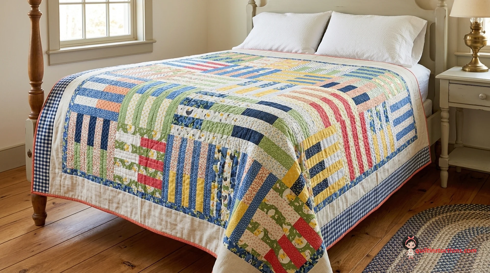 Chicken Scratch Quilt Pattern: Free Guide & Instructions 3 Detailed shot of the quilting stitches on the Chicken Scratch Quilt