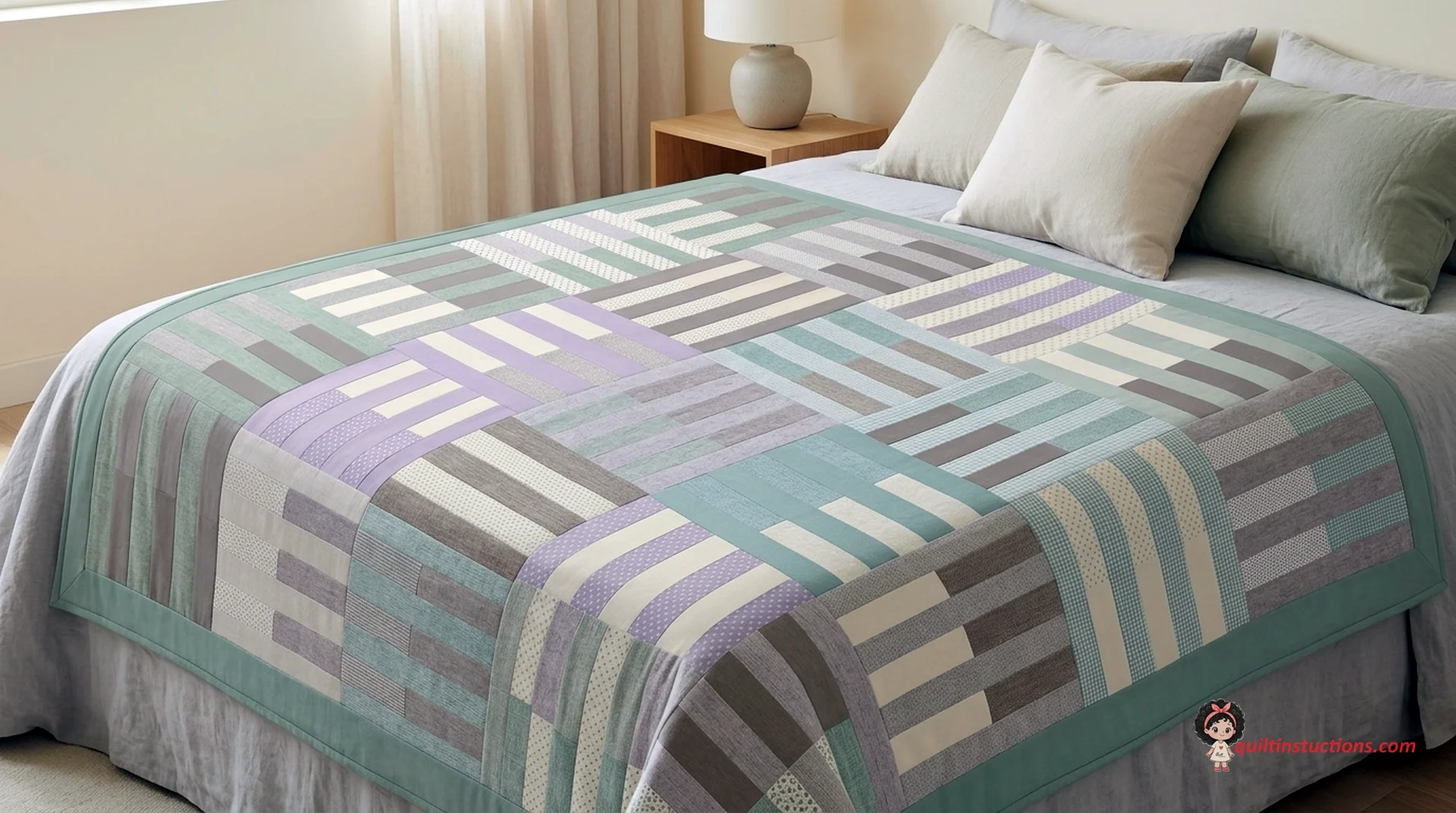 Chicken Scratch Quilt Pattern: Free Guide & Instructions 2 Full view of the Chicken Scratch Quilt on a bed