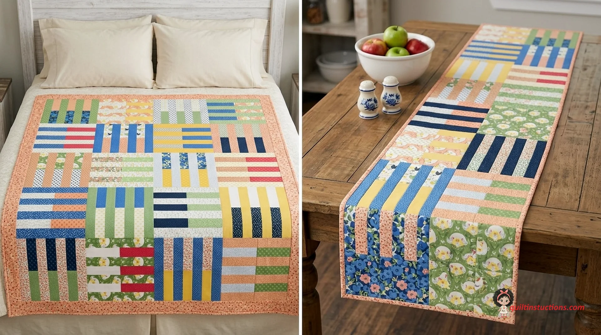 Chicken Scratch Quilt Pattern: Free Guide & Instructions 4 Backing and binding detail of the Chicken Scratch Quilt