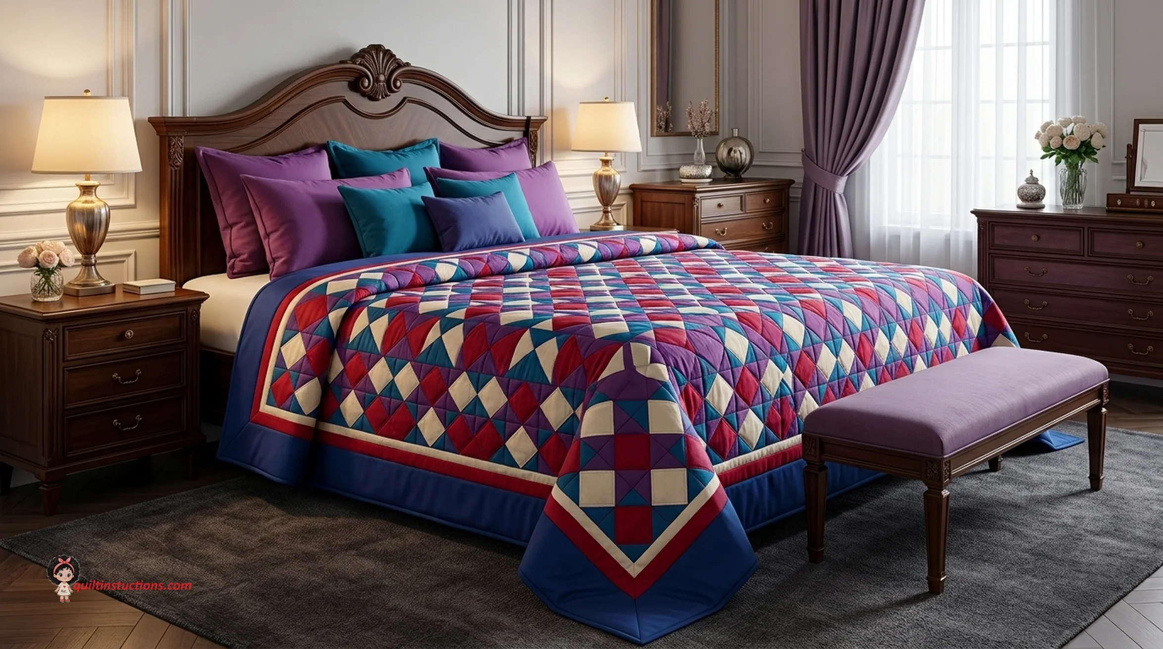Full Eight Point Allover quilt layout showing repeating star patterns Full Eight Point Allover quilt layout showing repeating star patterns
