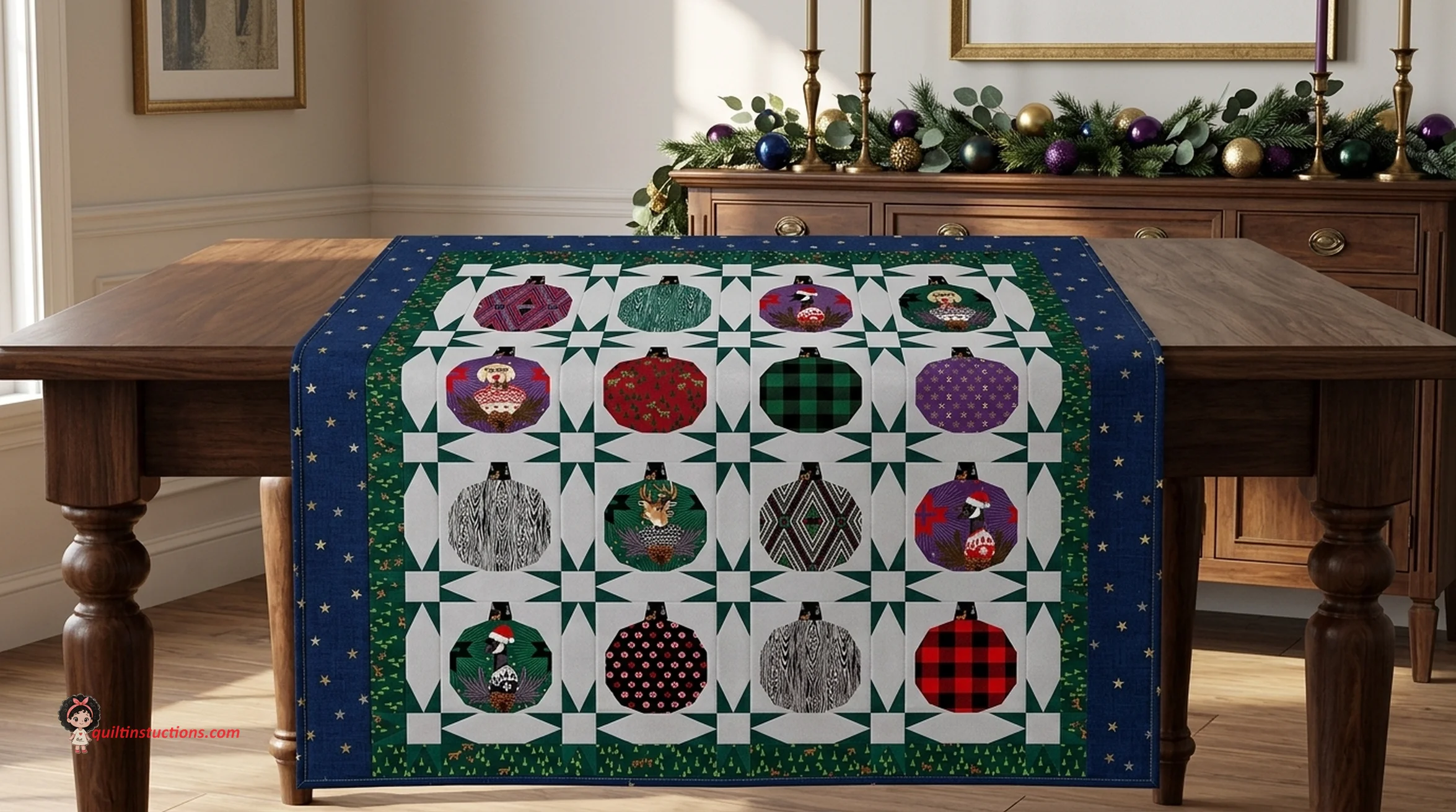 Holiday Homies quilt flat lay Holiday Homies quilt flat lay