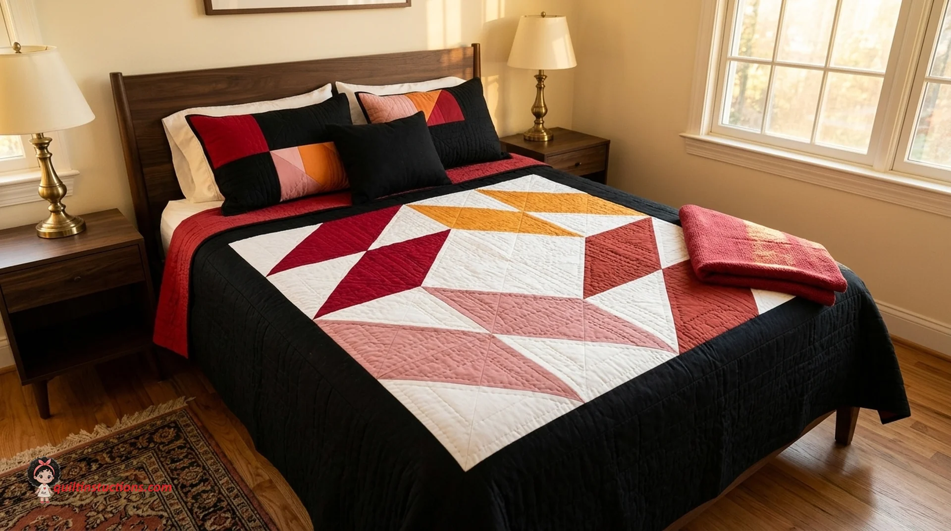 Mosaic quilt block variation using warm autumn tones Mosaic quilt block variation using warm autumn tones