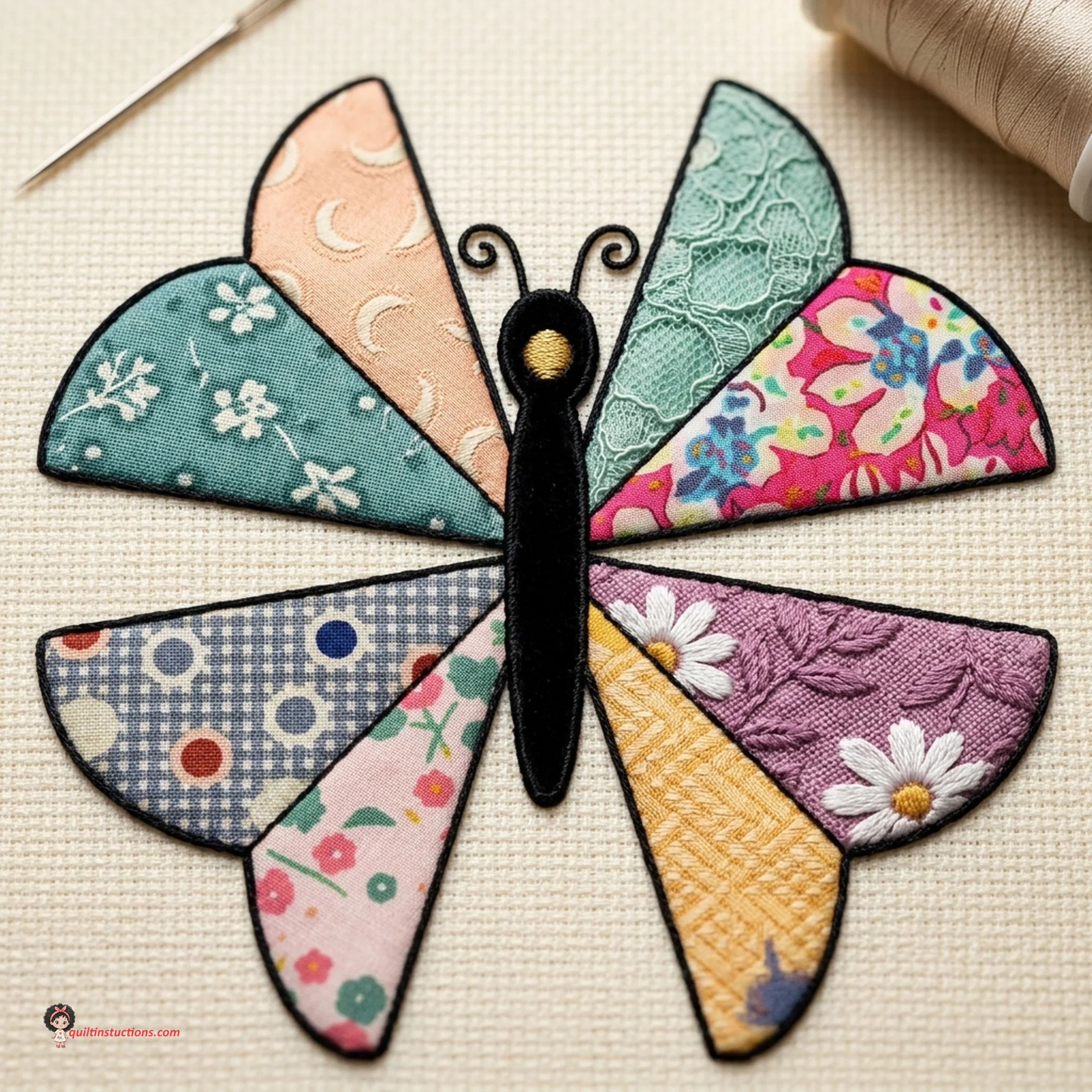 Blue and yellow Patchwork Butterfly quilt block Blue and yellow Patchwork Butterfly quilt block