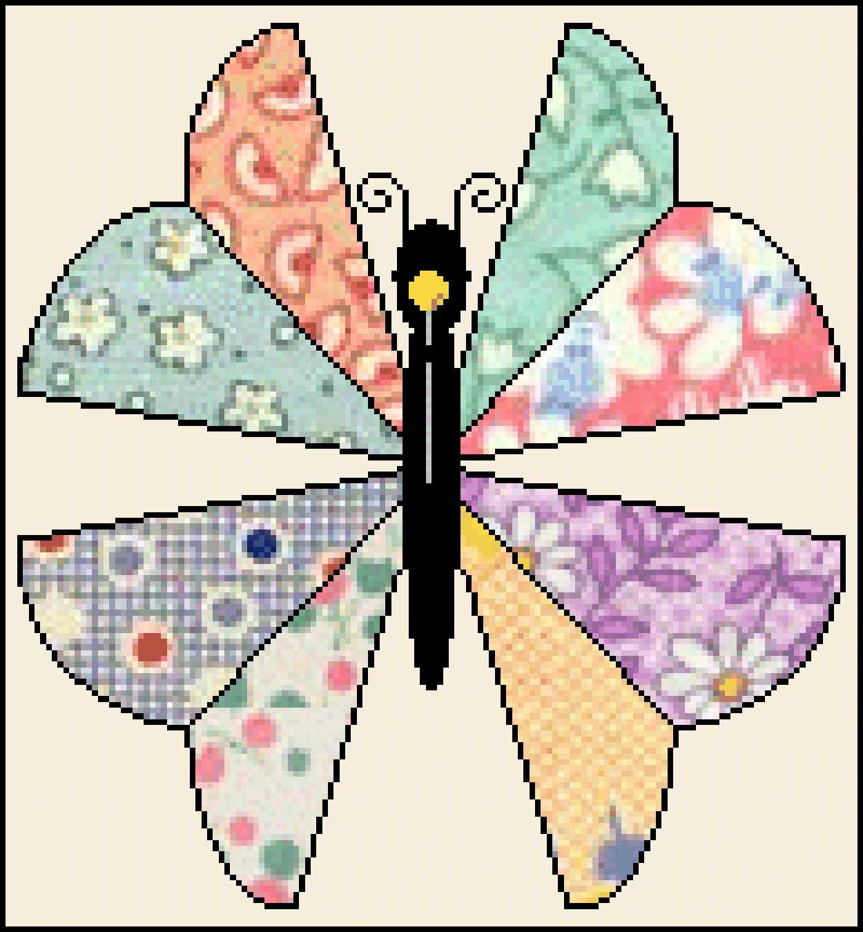 Original Marcia Hohn Patchwork Butterfly block design Original Marcia Hohn Patchwork Butterfly block design