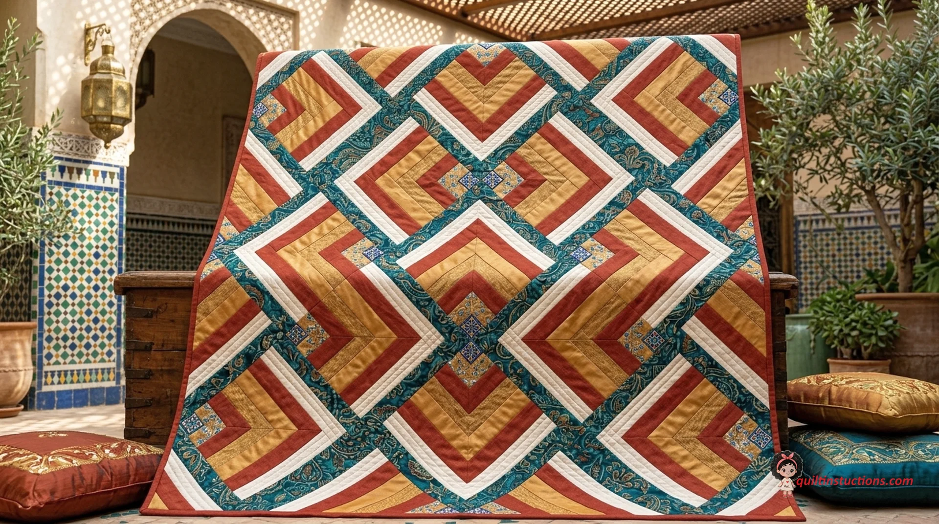 A beautiful variation of the Peach of Mind quilt in soft pastel tones A beautiful variation of the Peach of Mind quilt in soft pastel tones