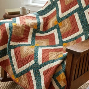 Peach of Mind Quilt: Modern Log Cabin Pattern by AGF Studio 3 Peach of Mind Quilt 4
