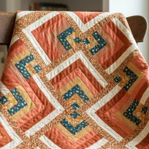 Peach of Mind Quilt: Modern Log Cabin Pattern by AGF Studio 9 Peach of Mind Quilt 8