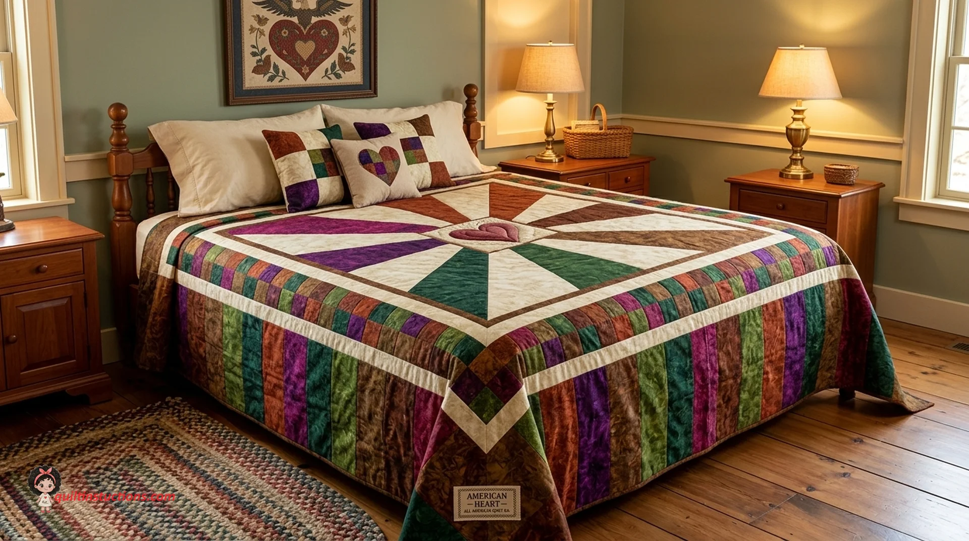 Vibrant Rainbow Quilt block with colorful geometric segments