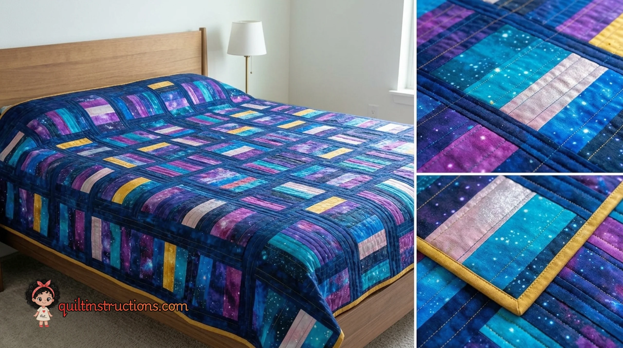 Contessa Quilt: Elegant Jelly Roll Pattern for Beginners 1 A beautifully finished Contessa Quilt showing the geometric layout and vibrant colors