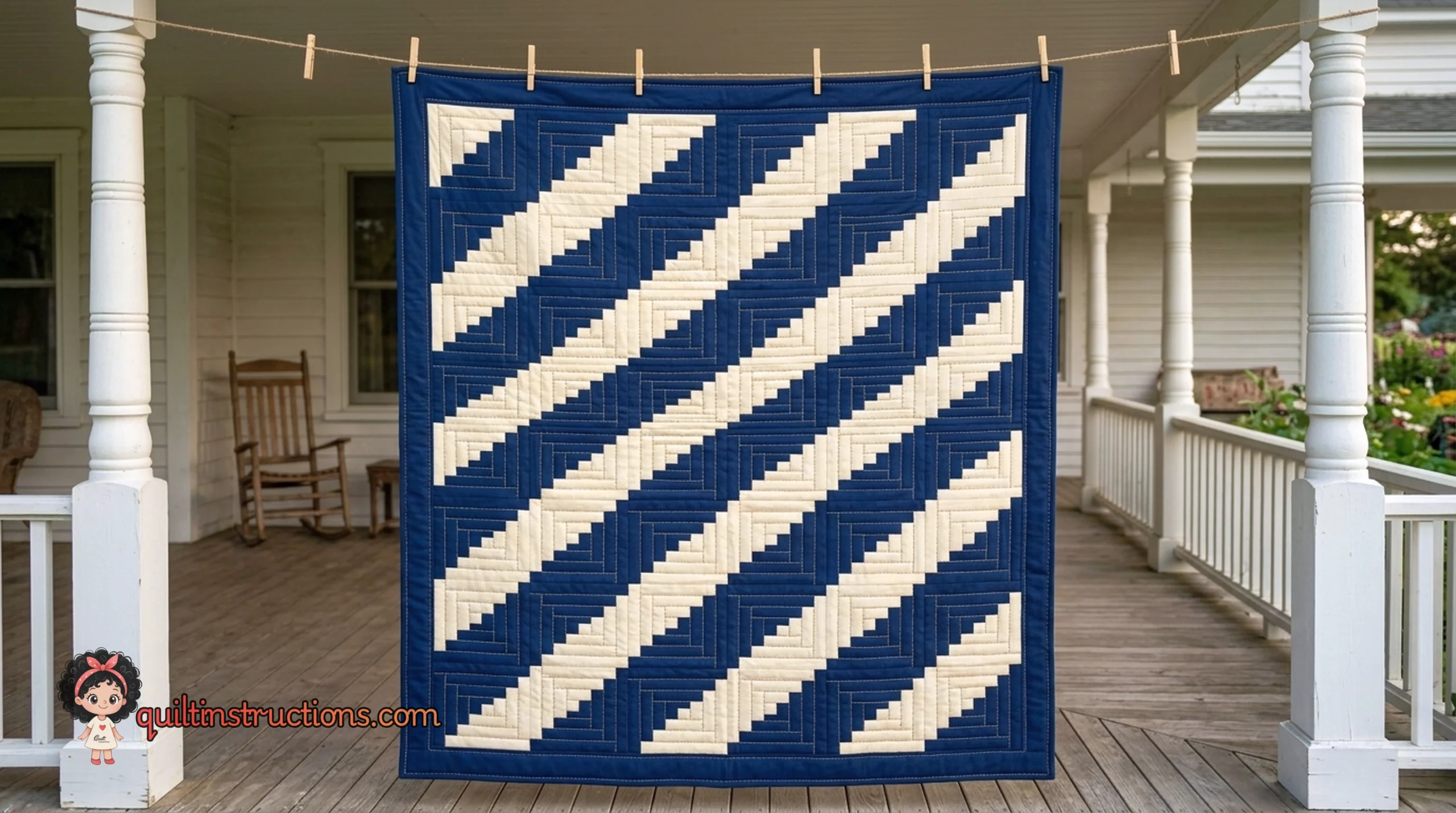 Creative Log Cabin Quilt finished top layout - by team quilt instructions Creative Log Cabin Quilt finished top layout - by team quilt instructions